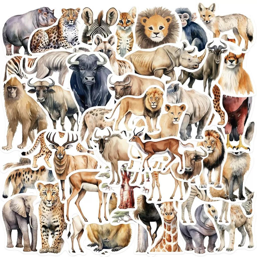 10/50/100pcs Mixed Adorable Humorous Zoo Wild Animals Stickers Aesthetic Designed For Children Toy DIY Skateboard Laptop Phone Car Decals Sticker