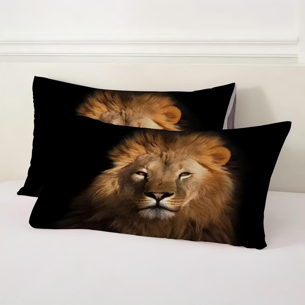 Löwenmuster 3D-bedruckte Bettbezug für Kinder Jugendliche Erwachsene Weiches Bequemes Bettwäsche-Set Wildtier-Thema Bettbezug Kissenbezug