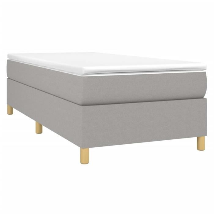 3144474 vidaXL Lit à sommier tapissier avec matelas Gris clair 80x200 cm Tissu