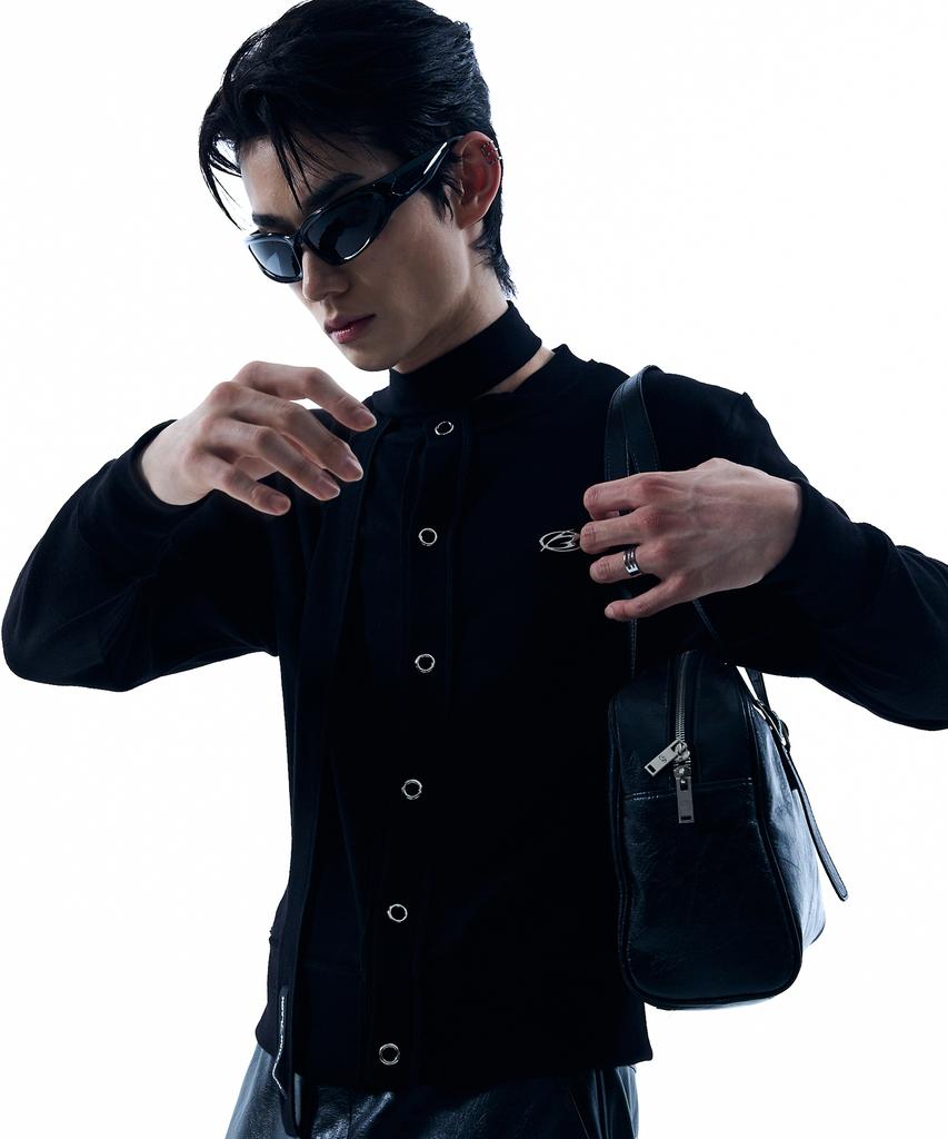 More Than Black Logo Round Knit Cardigan