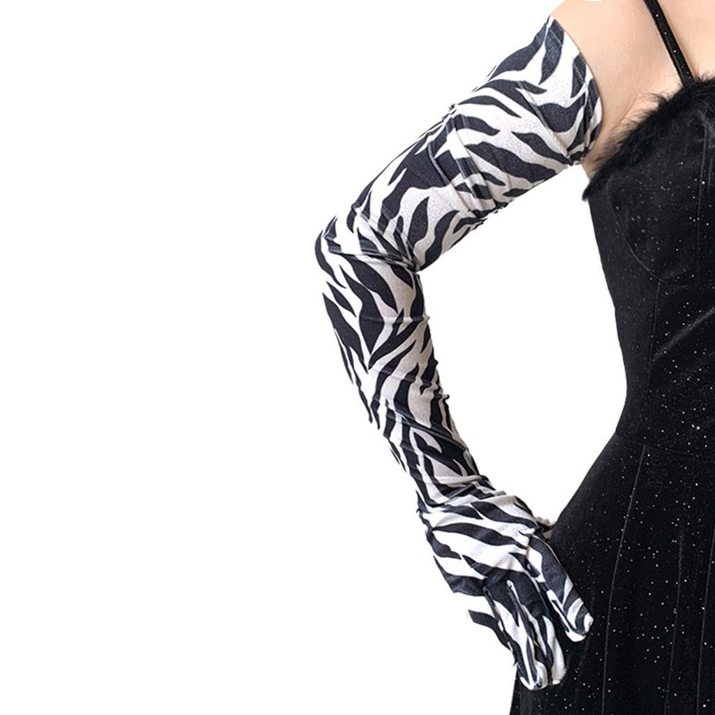 Elegant Opera Gloves Women Dancing Dress Gloves Evening Party Ceremony Gloves with Leopard Pattern for Formal Occasion