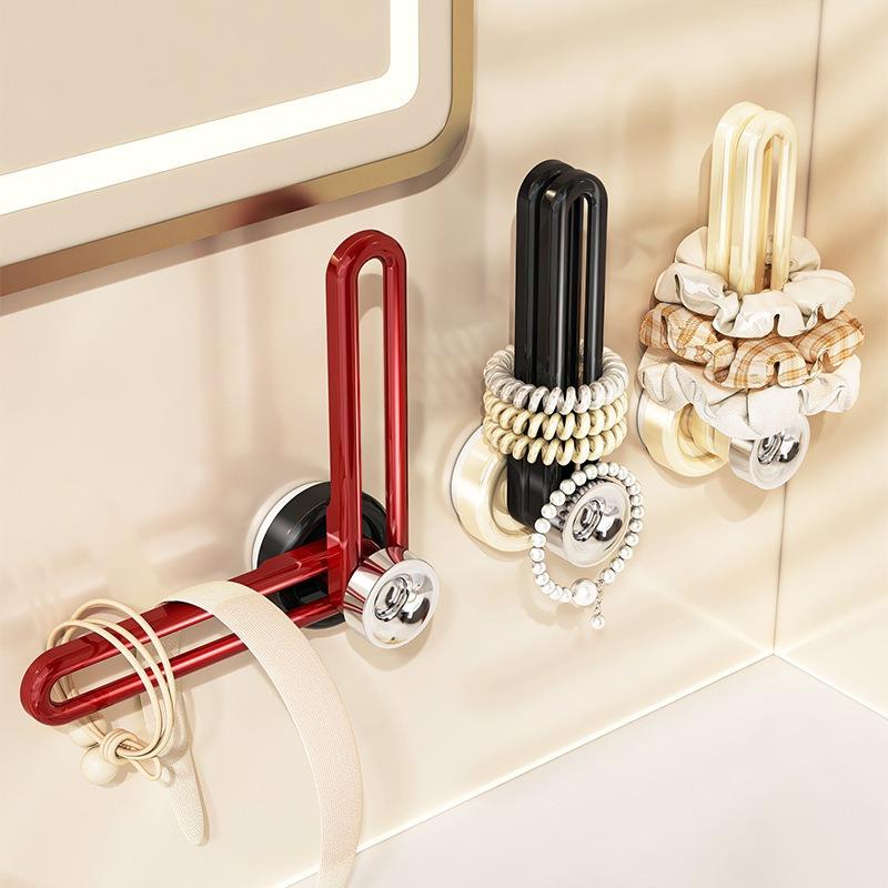 Suction Cup Hair Band Storage Hook, Non-perforated Rubber Band Hair Accessory Storage Rack, Wall-mounted Rope Hair Band Storage Rack