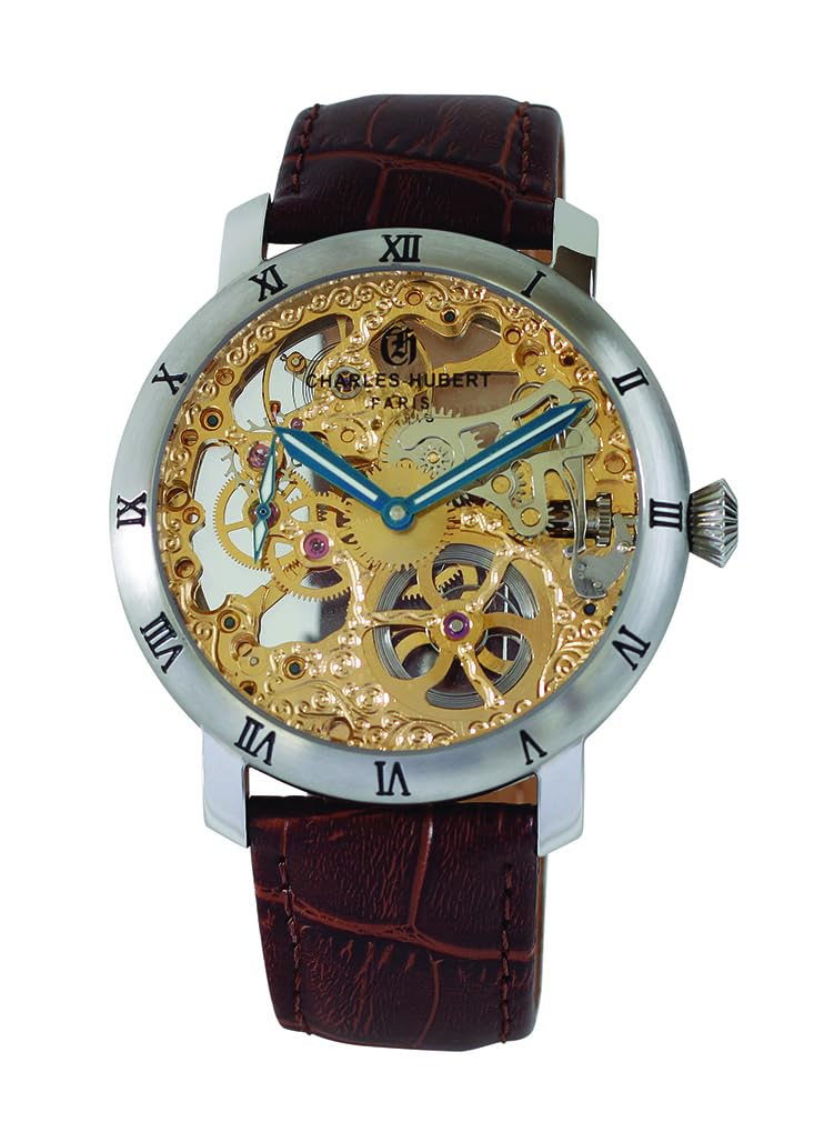 

Mechanical Manual Winding Skeleton Watch Brown [Charles Hubert] 4038-F Men s золотий