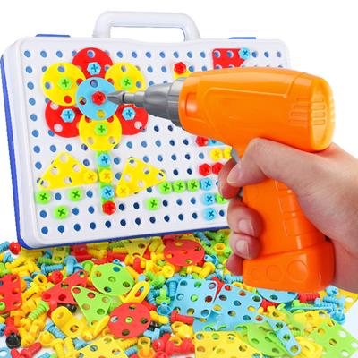 Kinder Elektrische Bohrmaschine Schraube Mutter Block Spielzeug Lernspielzeug Zusammengesetzt Mosaik Bauen Jungen Spielzeug Geschenk