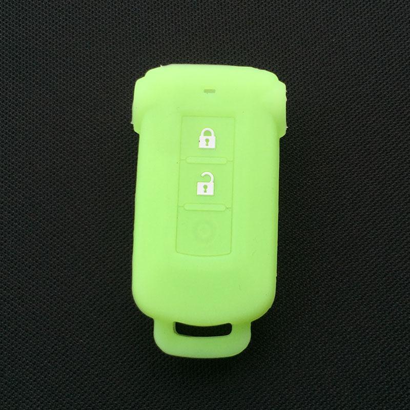

Silicone Remote Case Cover Skin for Mitsubishi L200 ASX Outlander For Nissan Altima Qashqai J10 Juke J11 X Trail 2button key фарби люмінесцентні зелений колір
