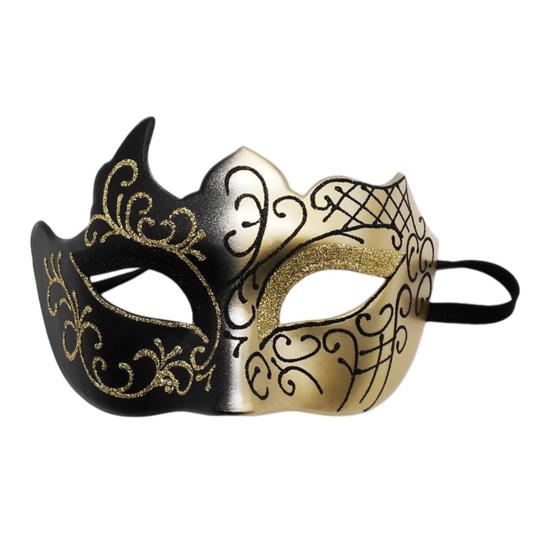 Men Half Face Mask with Elastic Band Vintage Glitter Half Face Guard Eye Mask Halloween Costume Masquerade Party Stage Performance Accessories