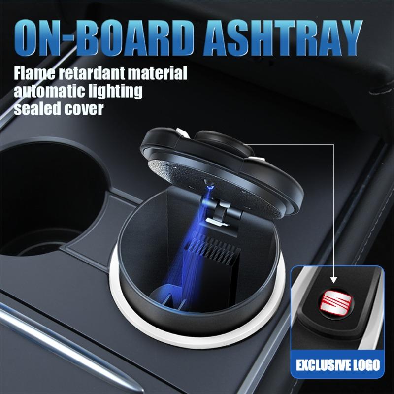 Car LED Portable Multifunctional Ashtray Car Accessories for SEAT Leon FR 5 6 Alhambra MK3 MII Altea 5F Ibiza Toledo Cordoba