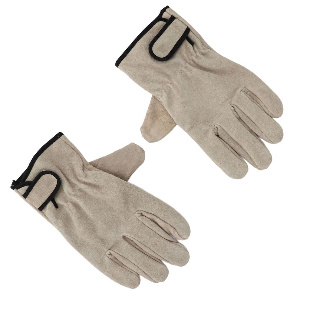 Cowhide Leather Gloves Durable Insulation Leather Gloves BBQ Camping Driving Gloves for Welding Wood Cutting