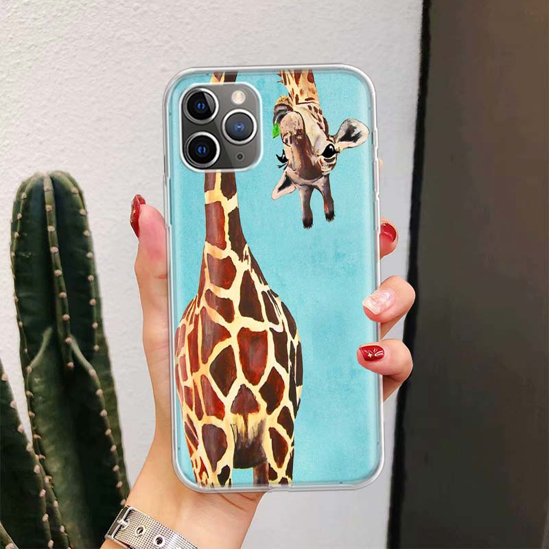 Cute Cartoon Giraffe Animal For iPhone 17 Air 16 15 14 Plus 13 Mini 12 11 Pro Max Phone Case 16E 7 Print 8 SE Fundas Cover Soft
