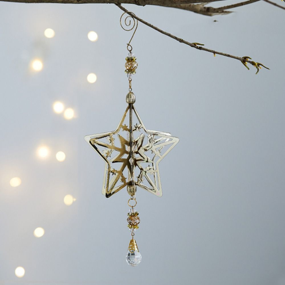 Iron 3D Christmas Snowflakes Pendant Three-dimensional Glitter Christmas Tree Hanging Ornaments Reusable Plating Gold/Silver