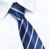 Heren Zakelijk Banket Stropdas, Bruidegom Bruiloft Kleding, Donkerblauw Gestreept Handgeweven Mode Stropdas 8cm