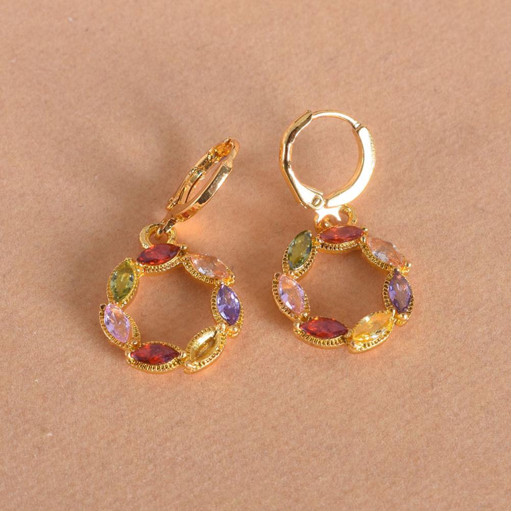 1 Pairs of Women's Earrings 18 k Gold Plated Geometric Zircon Topaz Earrings