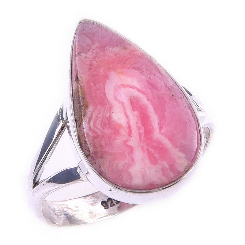 Naturalny Kamień Rodochrozytowy Ręcznie Robiony Pierścionek z Solidnego Srebra Próby 925 S.8 l4F19