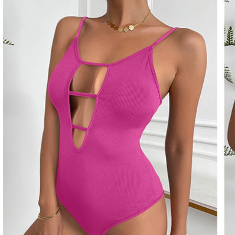 European and American Instagram Sexy Spicy Girl Hollowed Out Backless Thin Shoulder Strap Ribbed Knit Jumpsuit
