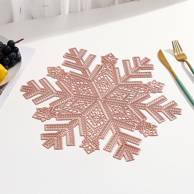 Snowflake PVC Christmas Placemat - Hot Stamping Christmas Table Decoration for Western Restaurants