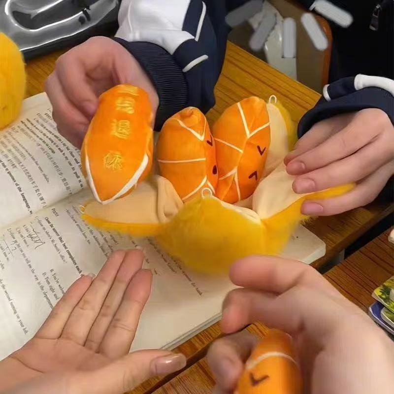 12cm Lifelike Peelable Orange Segments Fruit Plush Toy Stuffed Soft Simulation Food Keychain Backpack Pendant Cartoon Toy Gift