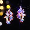 European and American Luxury Colorful Rhinestone Flower Stud Earrings for Women