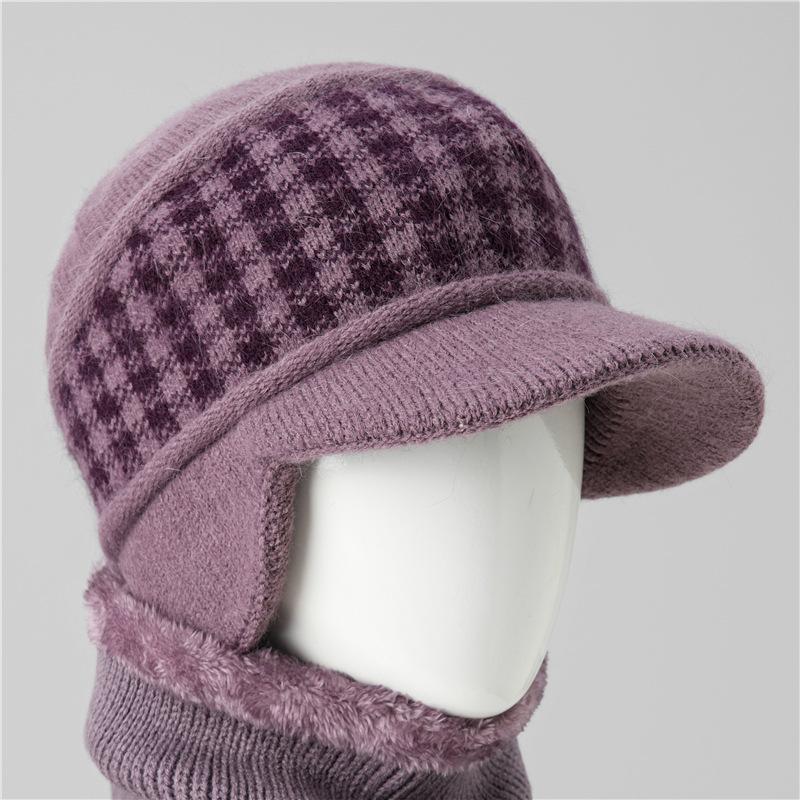 Hat Women's Autumn and Winter Fleece Thick Warm Ear Protector Wool Hat Cold-proof Cotton Hat