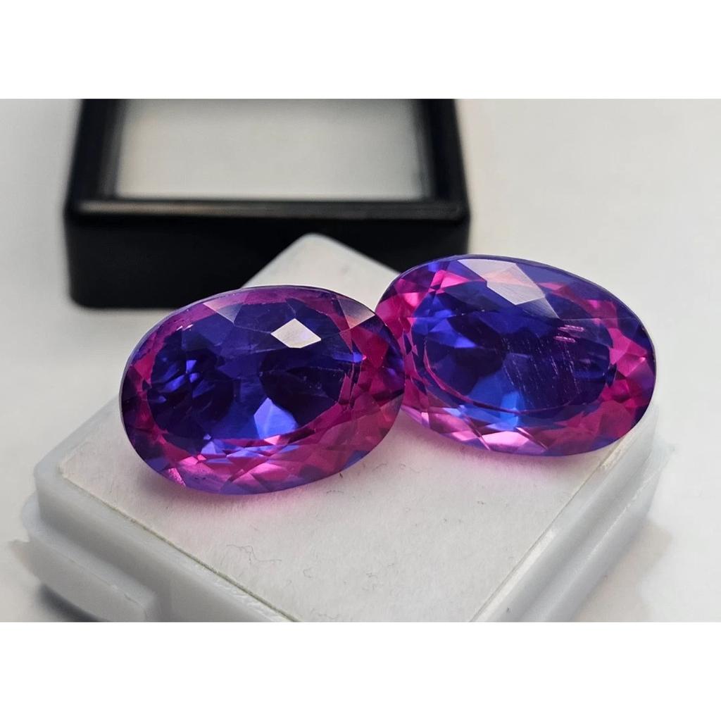 Natural Pitambari Sapphire For Earring Making Oval Cut 30+ Ct Gemstone