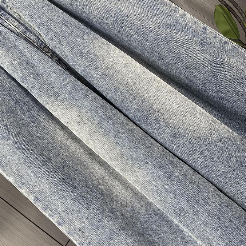 Plus Size High Waist Denim Pants Women Summer Trousers Wide Leg Loose Elastic Waist Jeans