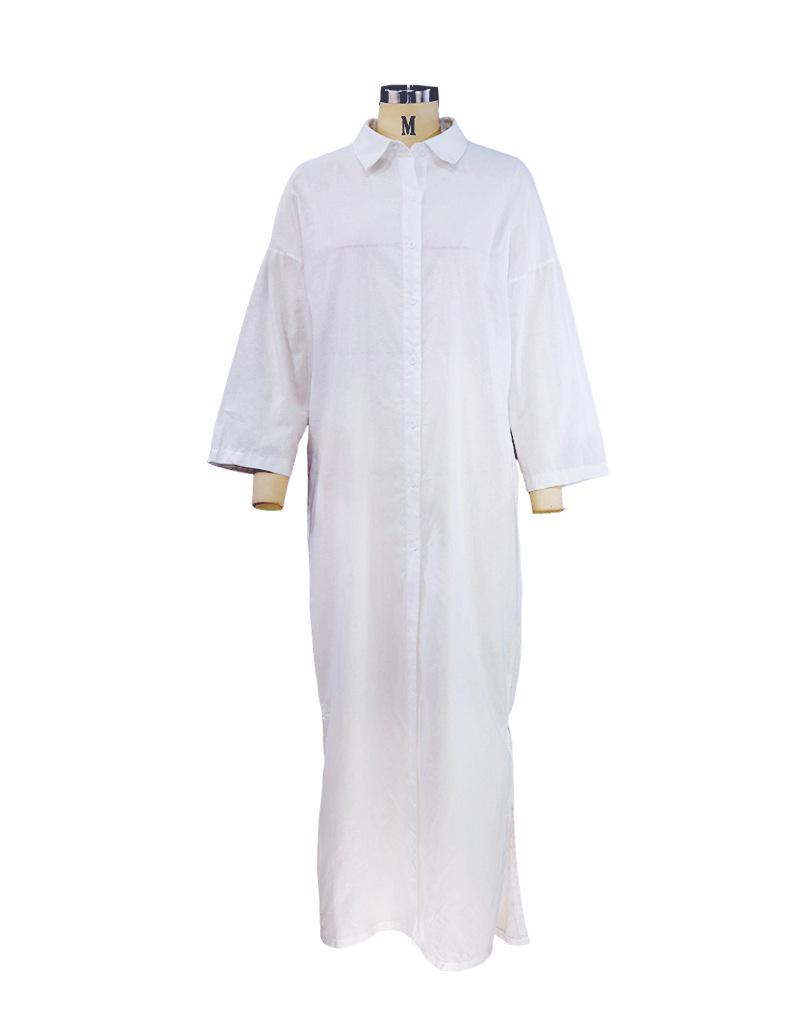 Women's 2023 Early Spring Bamboo Linen Casual Cardigan Dress - Solid Color & Comfortable
