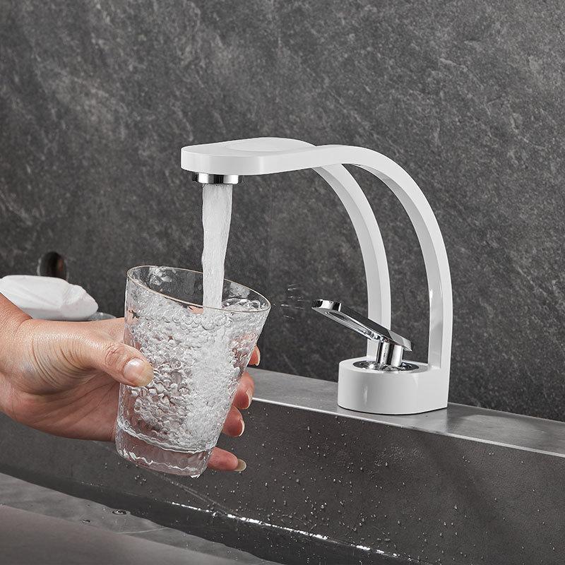 Creative All Copper Bathroom Faucet with Hollow out Design - Dual Use Hot And Cold Minimalist Washbasin for Home And Cabinet Dec