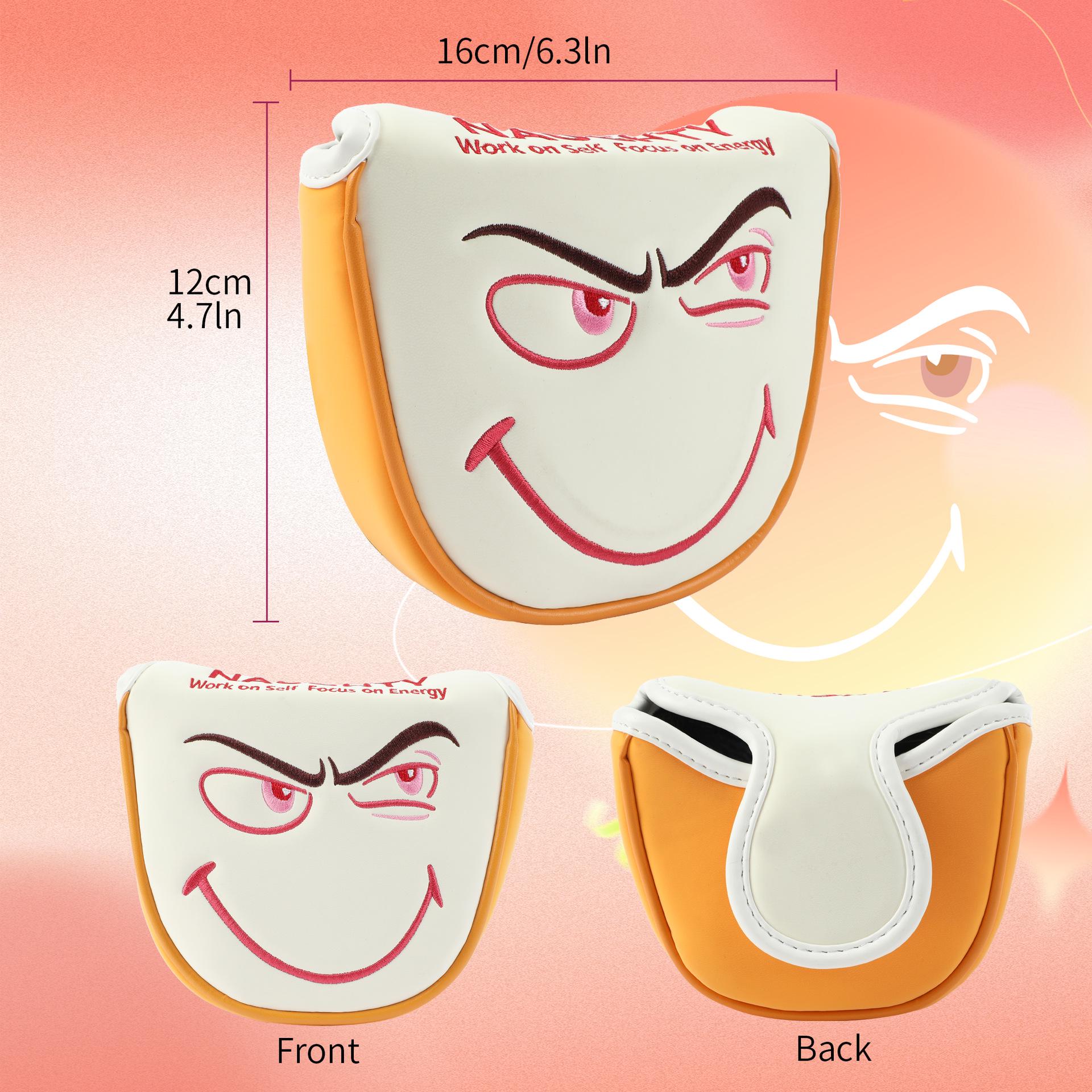 Smiley Face Waterproof PU Half-round Putter Headcover