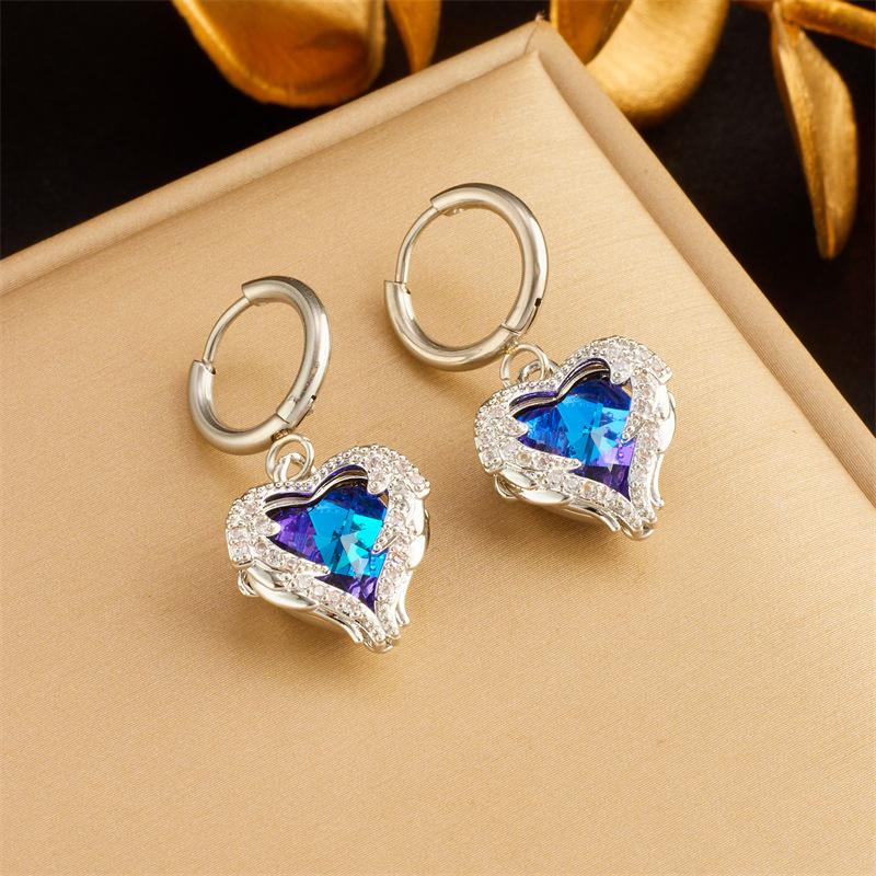 Trendy Heart OF Ocean Stainless Steel Cubic Zirconia Necklaces For Women Men Gold Color Metal Crystal Party Everyday Zircon