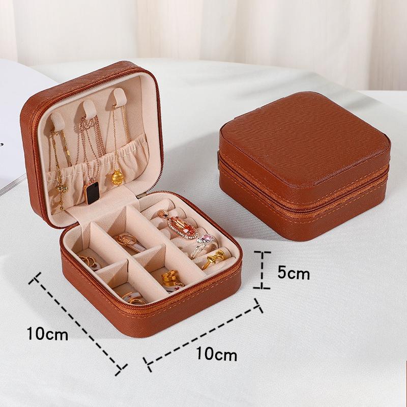 Mini scatola portaoggetti portatile per gioielli, custodia per gioielli, custodia in pelle, orecchini, collana, anello, display per organizzatore di gioielli