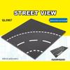Street Scene 25x25CM Road Baseplate with Small Pegs - Single-Sided Race Track, Straight & Curved