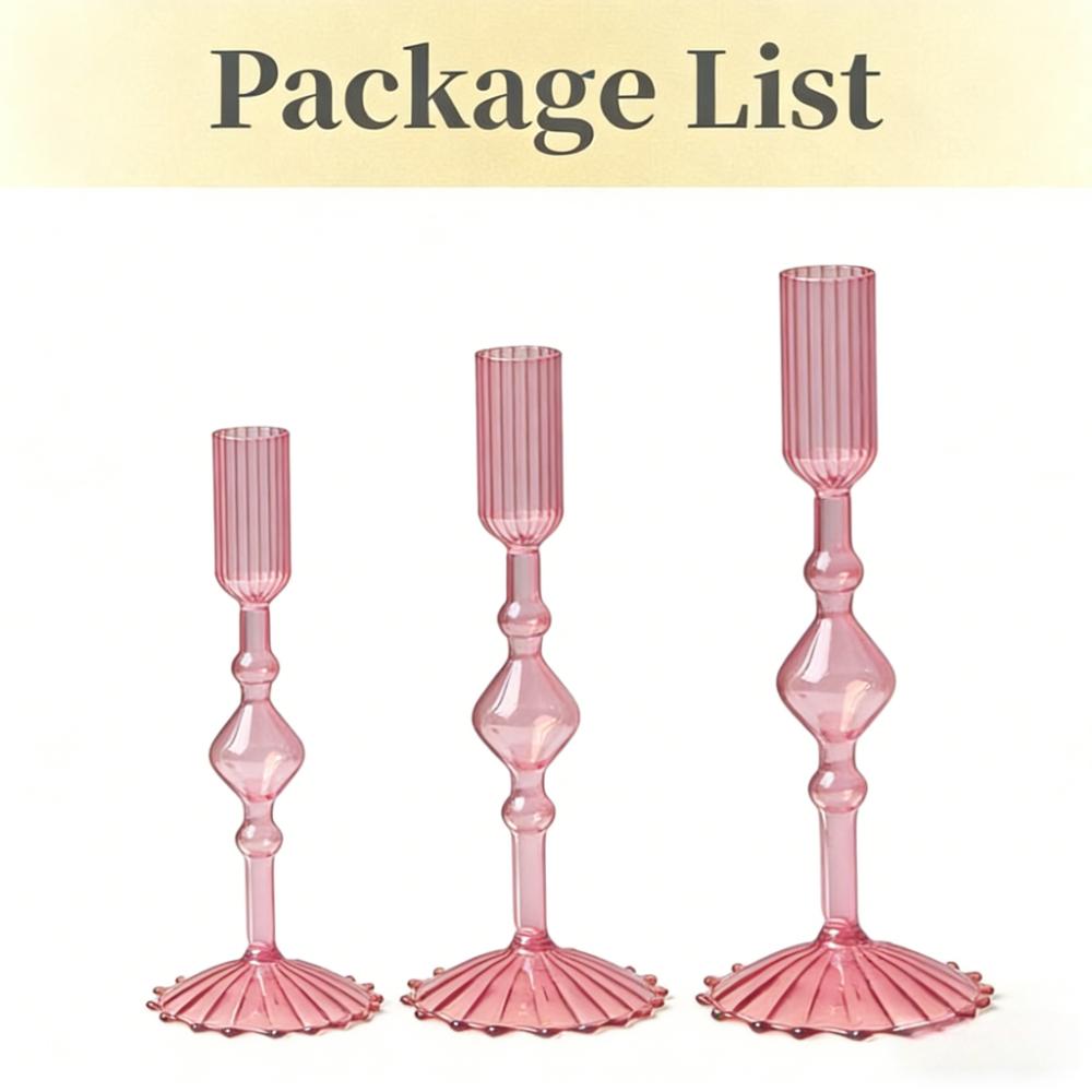 3pcs Nordic Style Minimalist Glass Candle Holder Colorful High Footed Candlestick Creative Living Room Wedding Decoration
