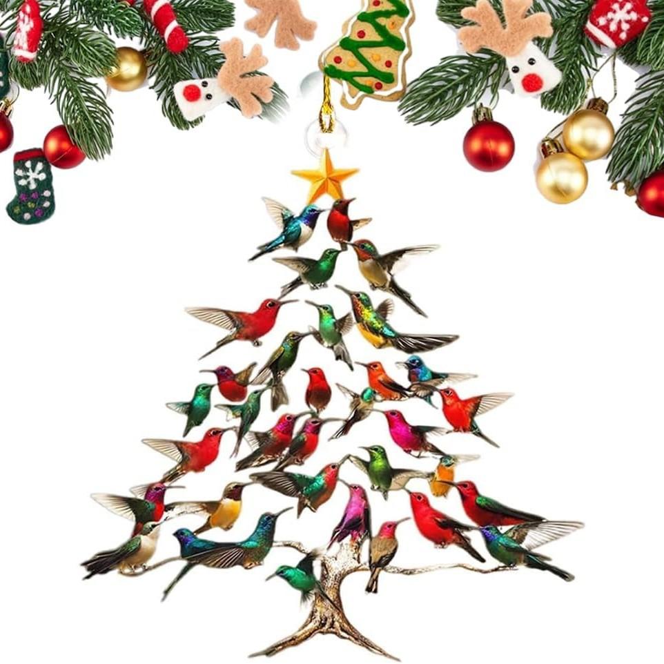 1/2pcs Colorful Layered Christmas Tree Ornaments Acrylic 2D For Home Xmas Office Window Festival Party Lightweight Decor Gifts