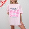 Vintage Gewaschenes Wal der Ozeane Shirt Retro Wal Grafik Streetwear Mode Lässig Unisex Sommerurlaub Kleidung Baumwolle T-Shirt