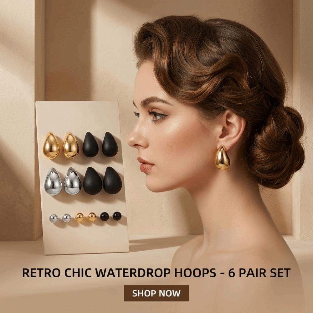 6pairs Fashion Chunky Water-drop Drop Earrings Glossy Luxury Teardrop Hoop Eardrop Bead Matte Finish Stud Earring Party