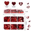 Valentine’s Day Nail Glitters Red Heart Nail Art Sequins 3D Holographic Hollow Heart Love Nail Flakes Glitter Powder 6 Grids Heart Sparkly for