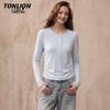 TonLion Women's Long-Sleeve Henley Shirt