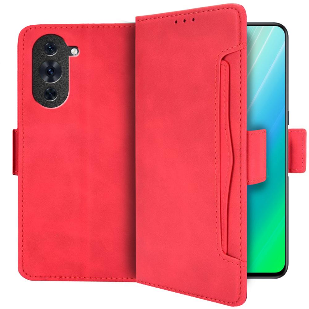 Flip Case for Huawei Nova 10 4G, Card Slot, Red