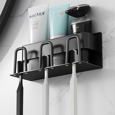 Porte-brosse à dents avec porte-gobelet Organisateur de salle de bain Support de rangement pour dentifrice Support pour rasoir Étagère organisatrice Accessoires de salle de bain