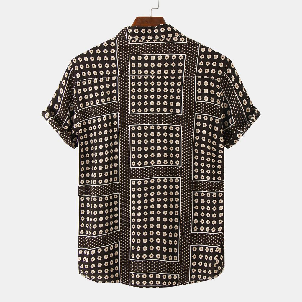 Men's Summer Vacation Casual Hawaiian Short Sleeve Printed Top Breathable Comfortable Beach Shirt