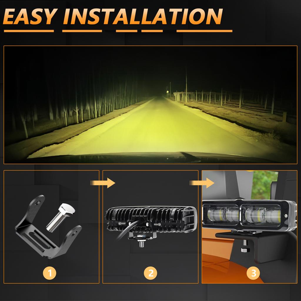 2pcs LED Work Light 6000K 6inch Car Work Light Driving Lights IP68 Waterproof Spot Lights for