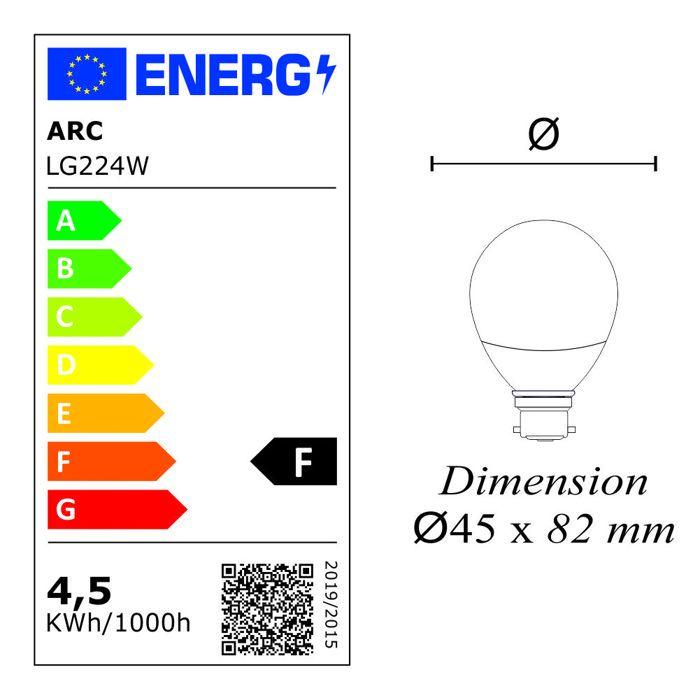 Lot De 2 Ampoules LED B22 4,5W 330Lm 3000K - Garantie 5 Ans