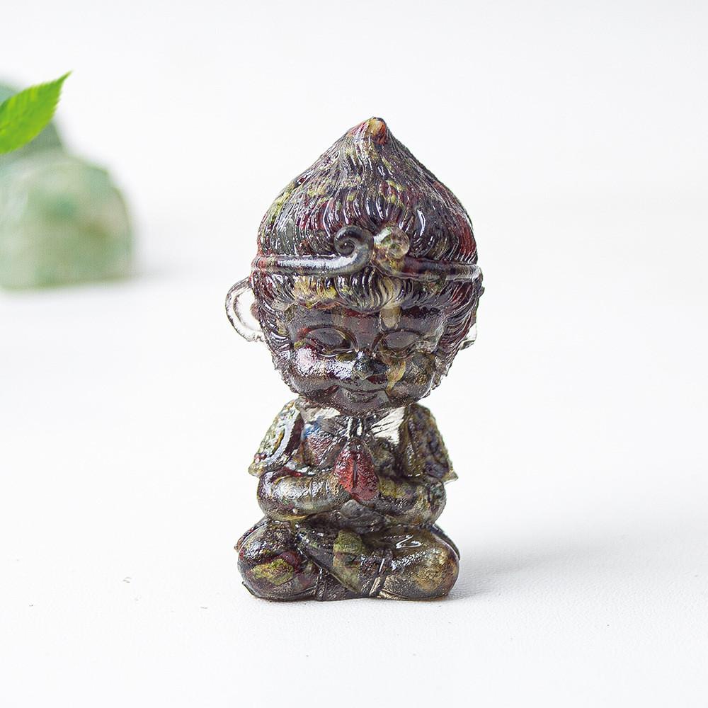 Tree Resin Craft Monkey King Statue With Natural Water Crystal For Home Decoration And Collectors