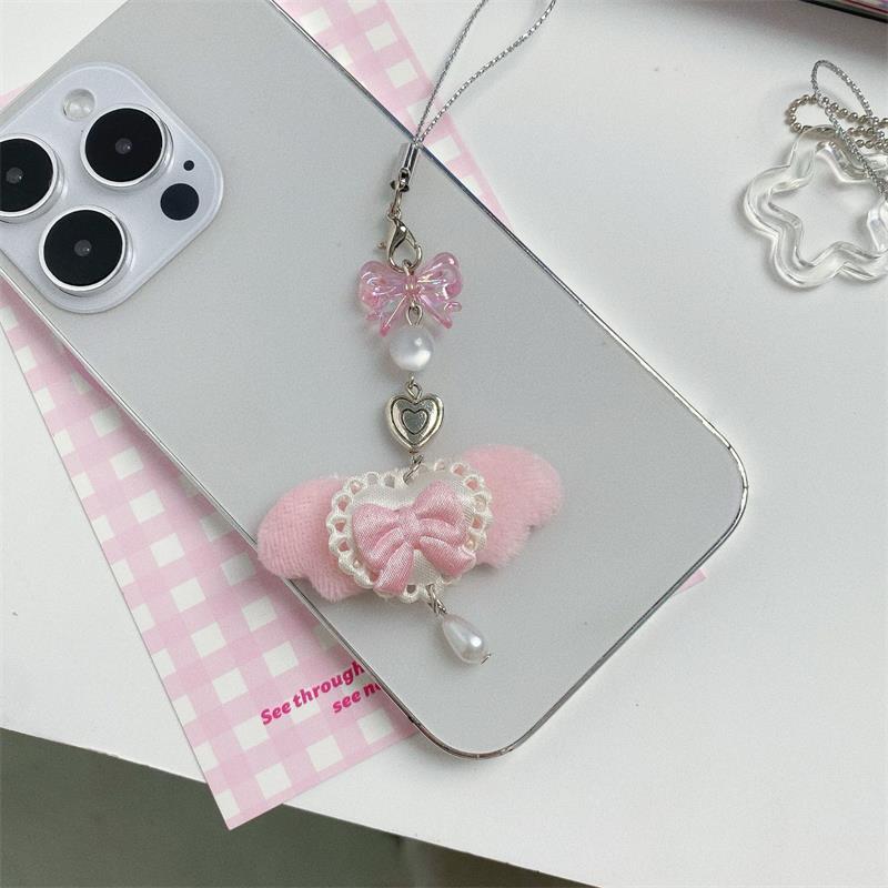 

Милые Сладкие Крылья Ангела Бантик Ремешок для Телефона Брелок Подвески Защита от Потери Цепочка для Телефона Украшения для Сумки Девичий Шарм для Телефона Подарки розовый