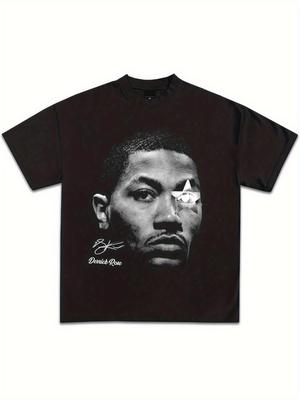 D Rose All-Graphic T-Shirt Y2K Retro Basketball Design with D Rose Signature Soft Comfortable Unisex Crew Neck Tee, Casual Streetwear Short-Sleeve Top