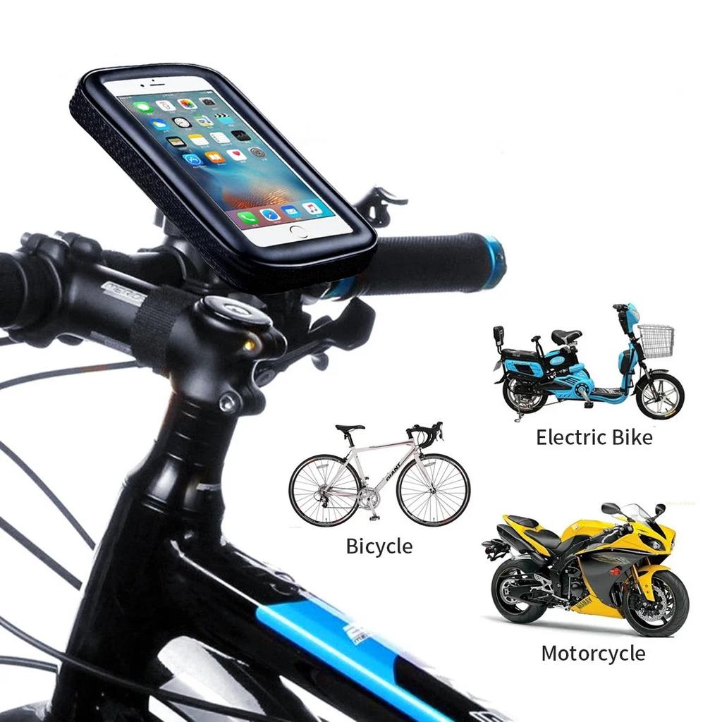 Waterproof Touch Screen Bicycle Motor Phone Holder Motorcycle Bike Handlebar Phone Case Bag For iPhone Samsung Phone Stand Mount