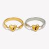 E.B.belle 18k Gold Plated Trendy Stainless Steel Small Heart Ring Waterproof Popular Women Statement Jewelry