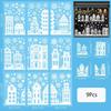 Runtow 9 Pcs Christmas Window Stickers Christmas Castle Pattern Decorative Window Stickers Home Christmas Party Decoration