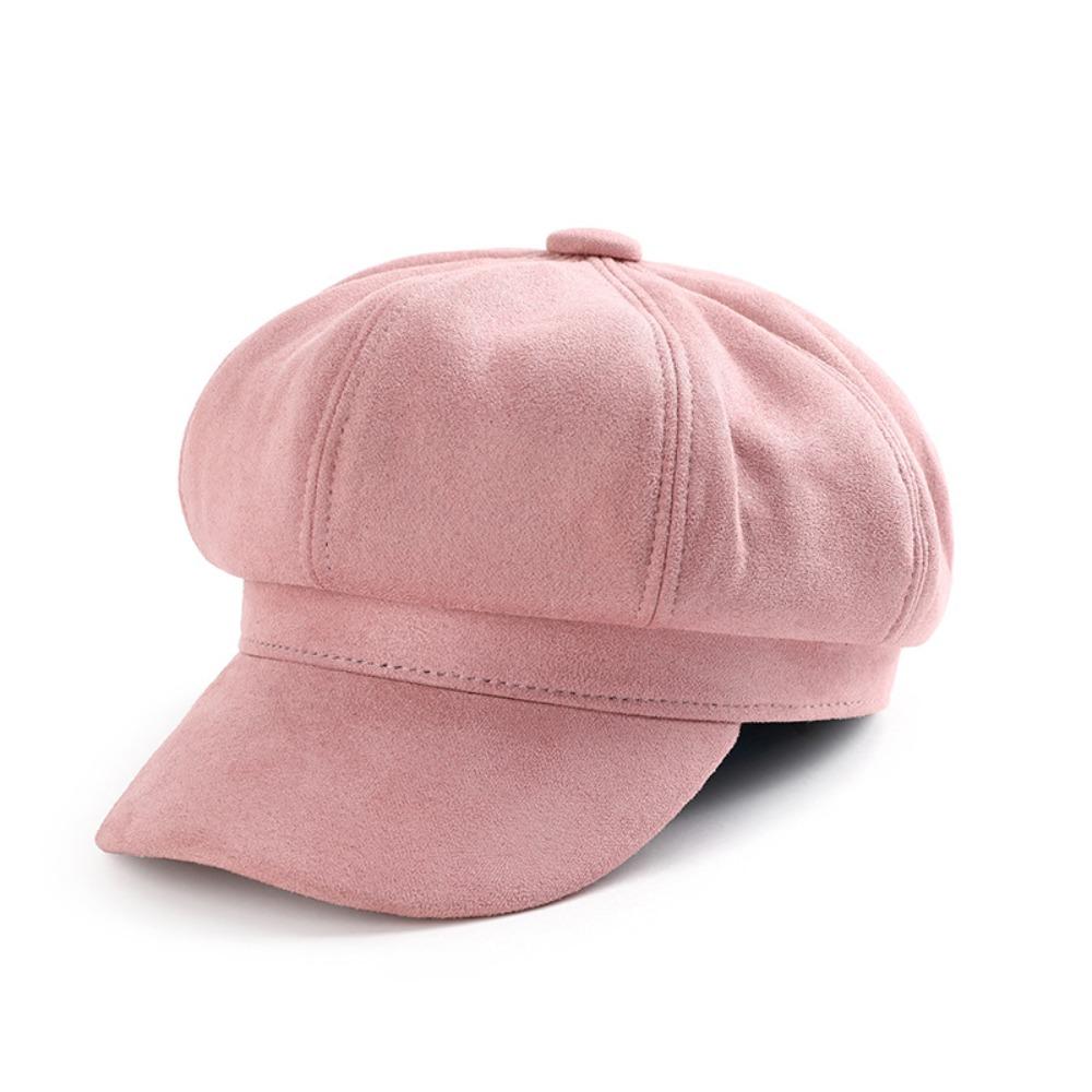 Korean Style Suede Octagonal Hat Solid Color Painter Cap Casual Newsboy Cap  Daily