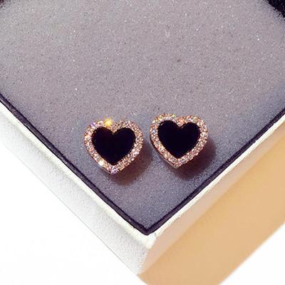New Sweet Love Earrings Fashionable and Cute Personalized Diamond Embedding Earrings