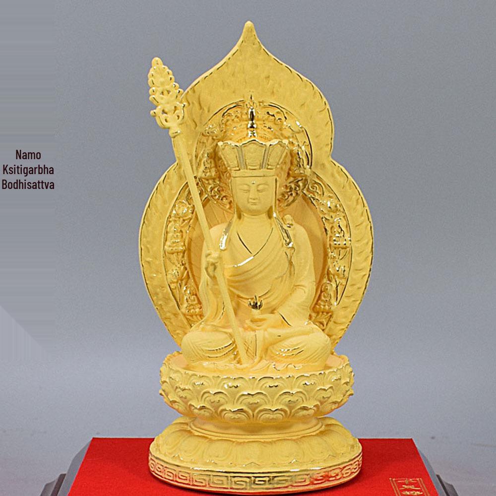 Mount Jiuhua Ksitigarbha Bodhisattva Statue: Seated Home Worship Gift Ornament H1012